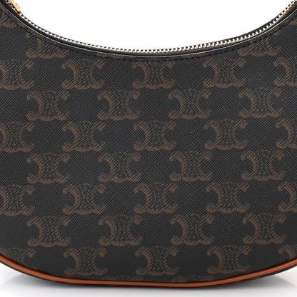 Celine Triomphe Canvas Calfskin Ava Shoulder Bag Tan 8 of 10