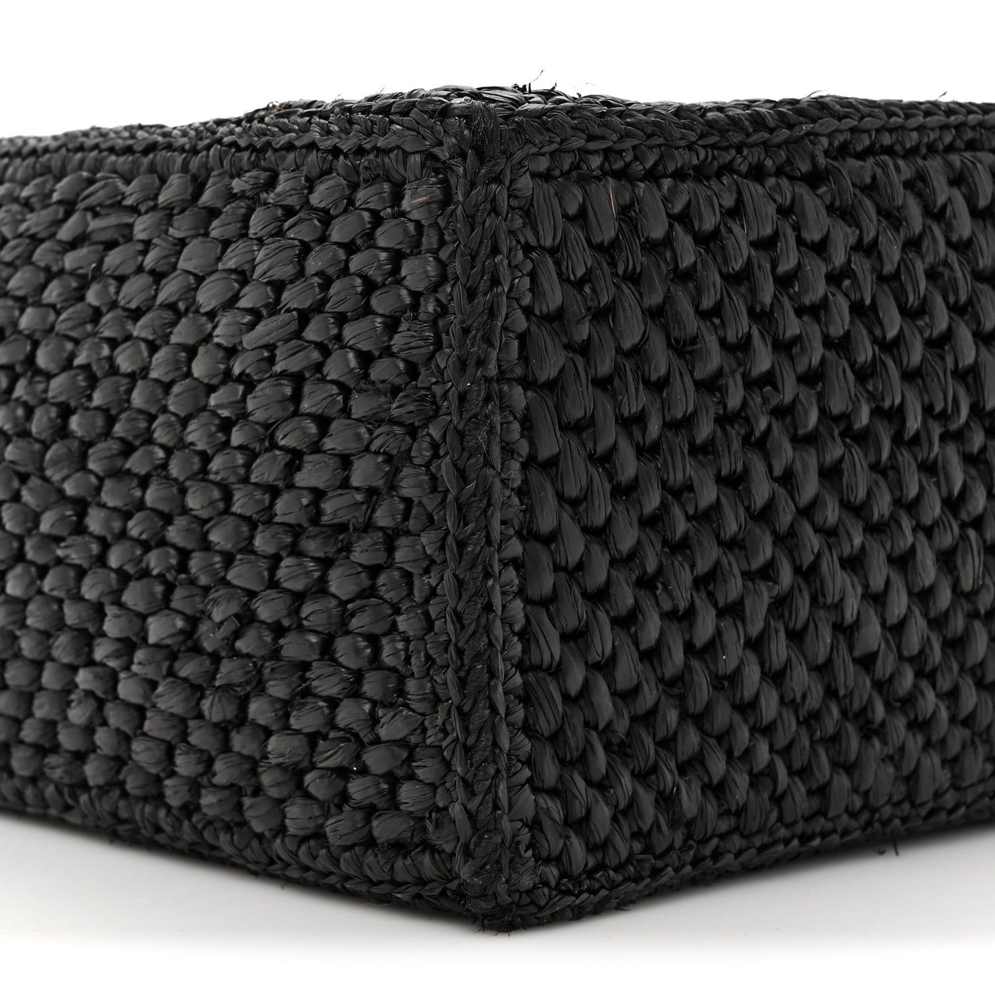 Raffia Small Paula's Ibiza Logo Tote Black White