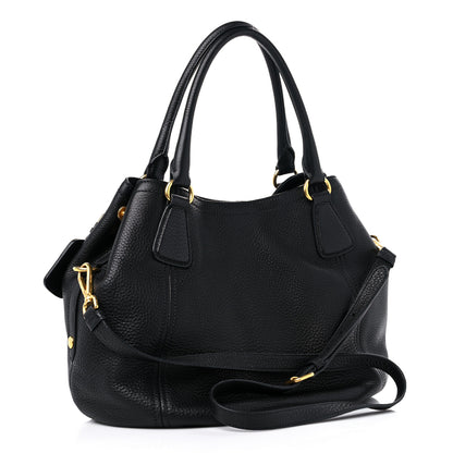 Prada Vitello Daino Shoulder Bag Black 2 of 9