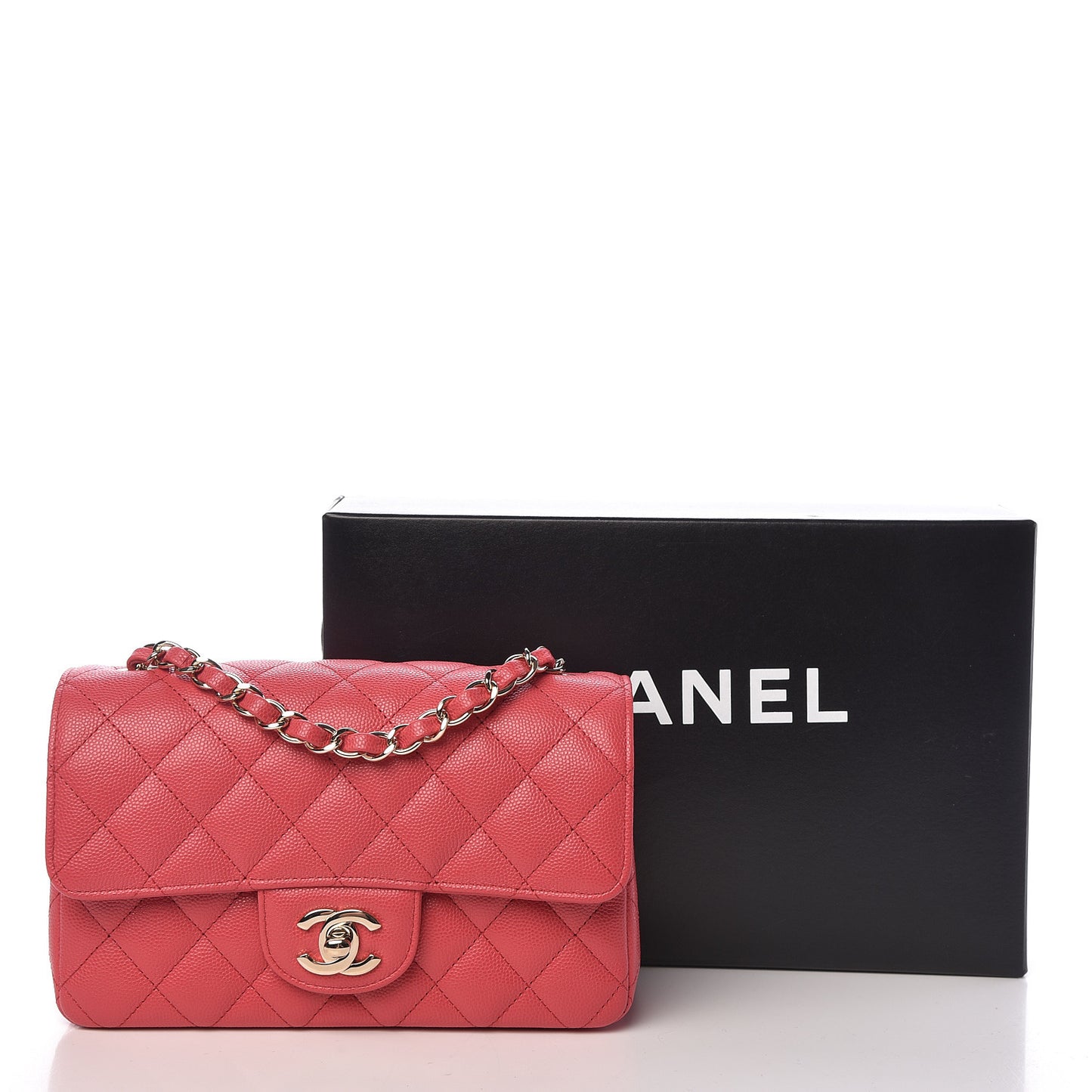 Caviar Quilted Mini Rectangular Flap Dark Pink