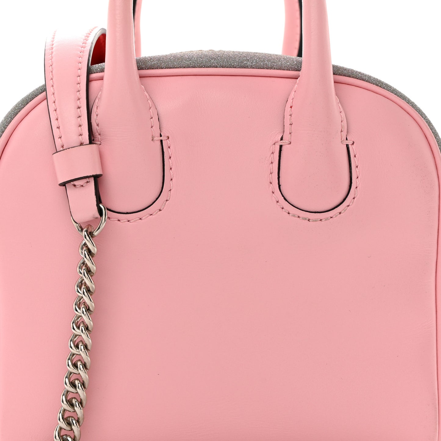 Calfskin Paris Glitter Nano Marie Jane Pepite Tote Eglantine Silver