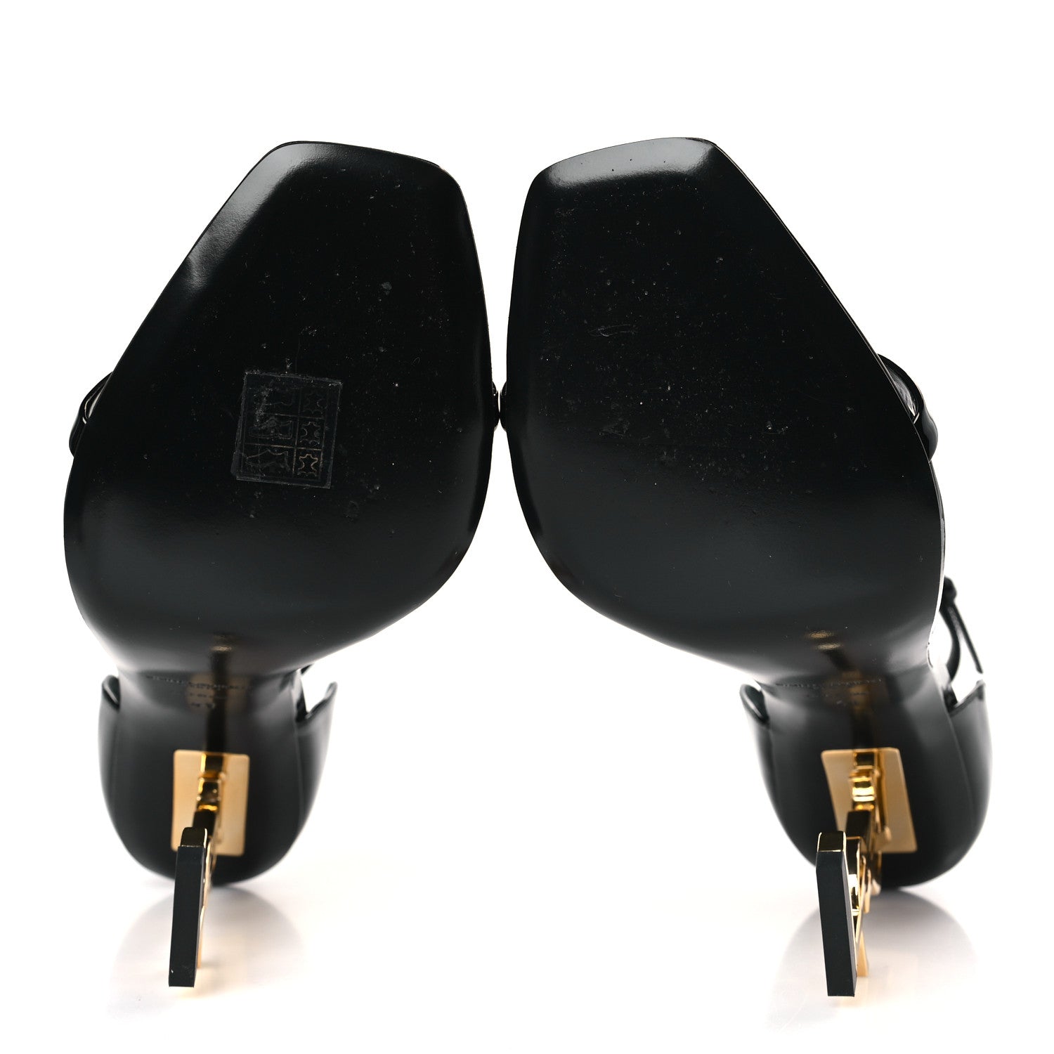 Saint Laurent Patent Calfskin Opyum 110 Sandals 41 Black Gold 6 of 9
