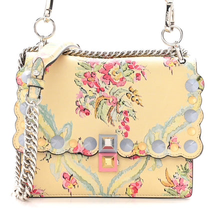 Fendi Vitello Marie Antoinette Print Scalloped Mix Studded Small Kan I Shoulder Bag Panna Multicolor 8 of 10