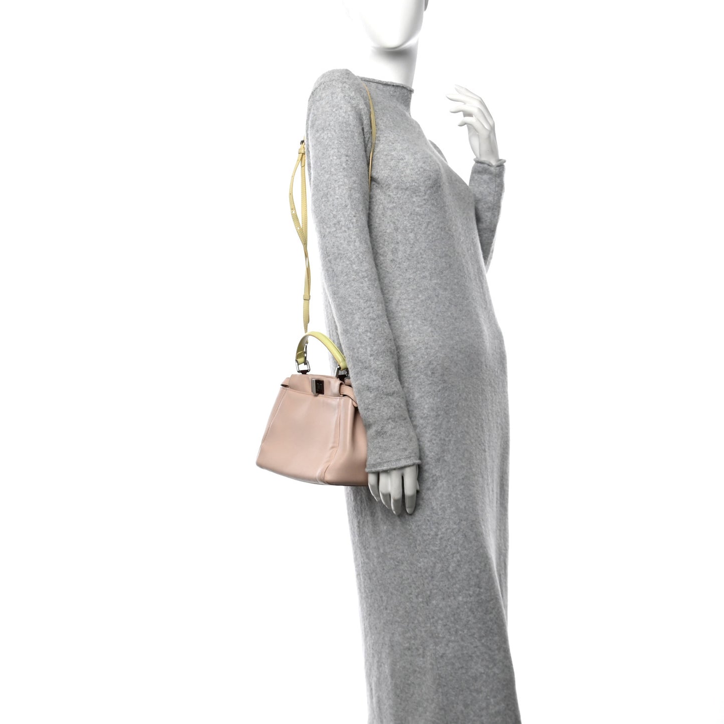 Nappa Colorblock Mini Peekaboo Iconic Satchel Plaster Banana Grigio Polvere