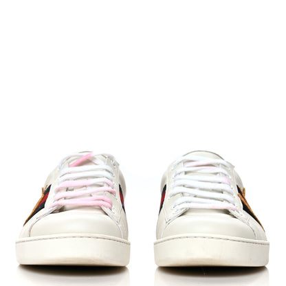 Gucci Calfskin Nappa Web LOVED Embroidered Mens Ace Sneakers 9 White Red Flame Notte 2 of 17