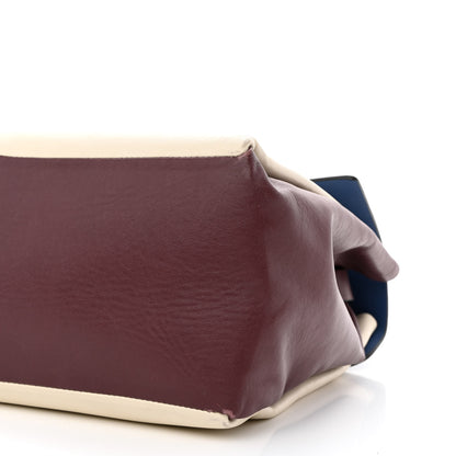 Valentino Garavani Calfskin Colorblock Single Handle Satchel Cream Blue Burgundy 10 of 14