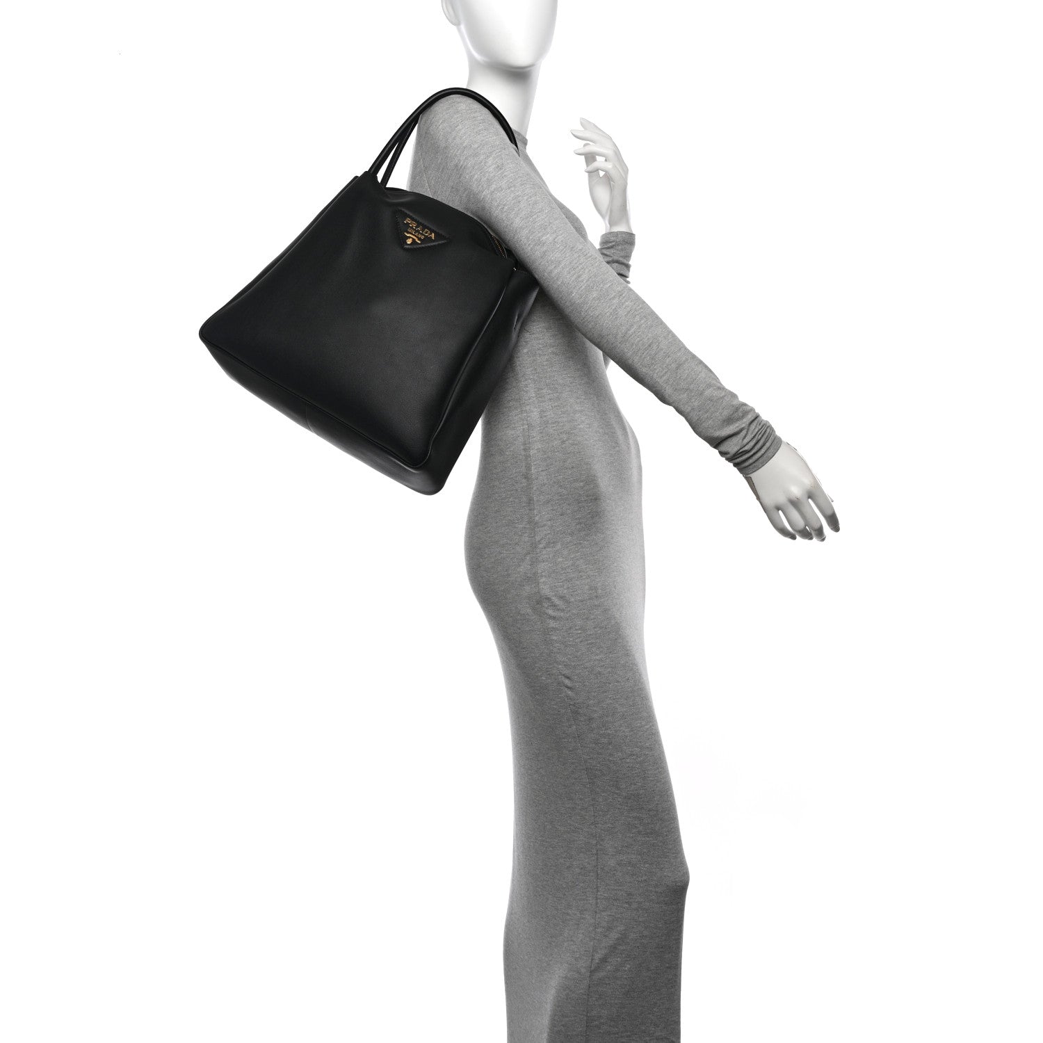 Prada Soft Calfskin Large Hobo Black 2 of 12
