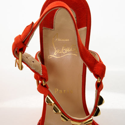 Christian Louboutin Suede Cataclou 140 Wedge Sandals 39 Capucine Gold 7 of 7