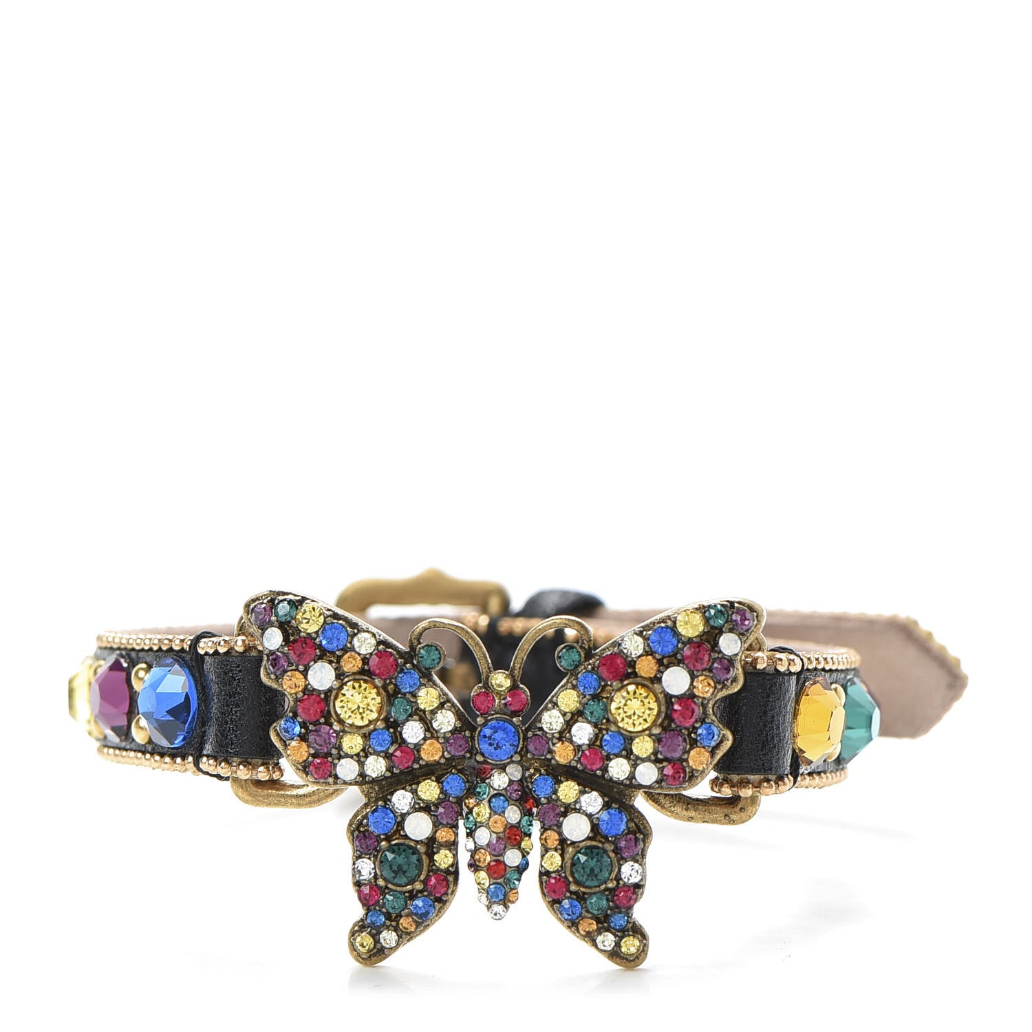 Gucci Calfskin Crystal Butterfly Bracelet Multicolor 1 of 5