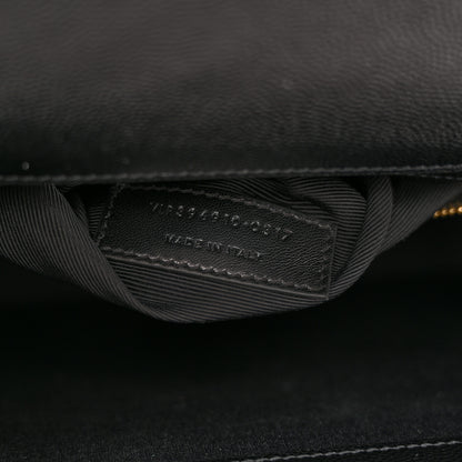 Saint Laurent Grain De Poudre Matelasse Chevron Large Monogram Satchel Black 7 of 13