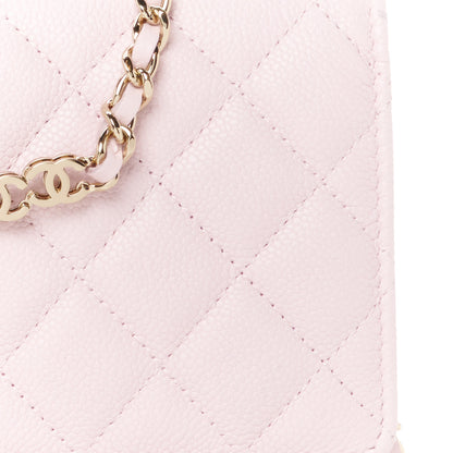Chanel Caviar Quilted Tiny CC Wallet On Chain WOC Light Pink 9 of 11