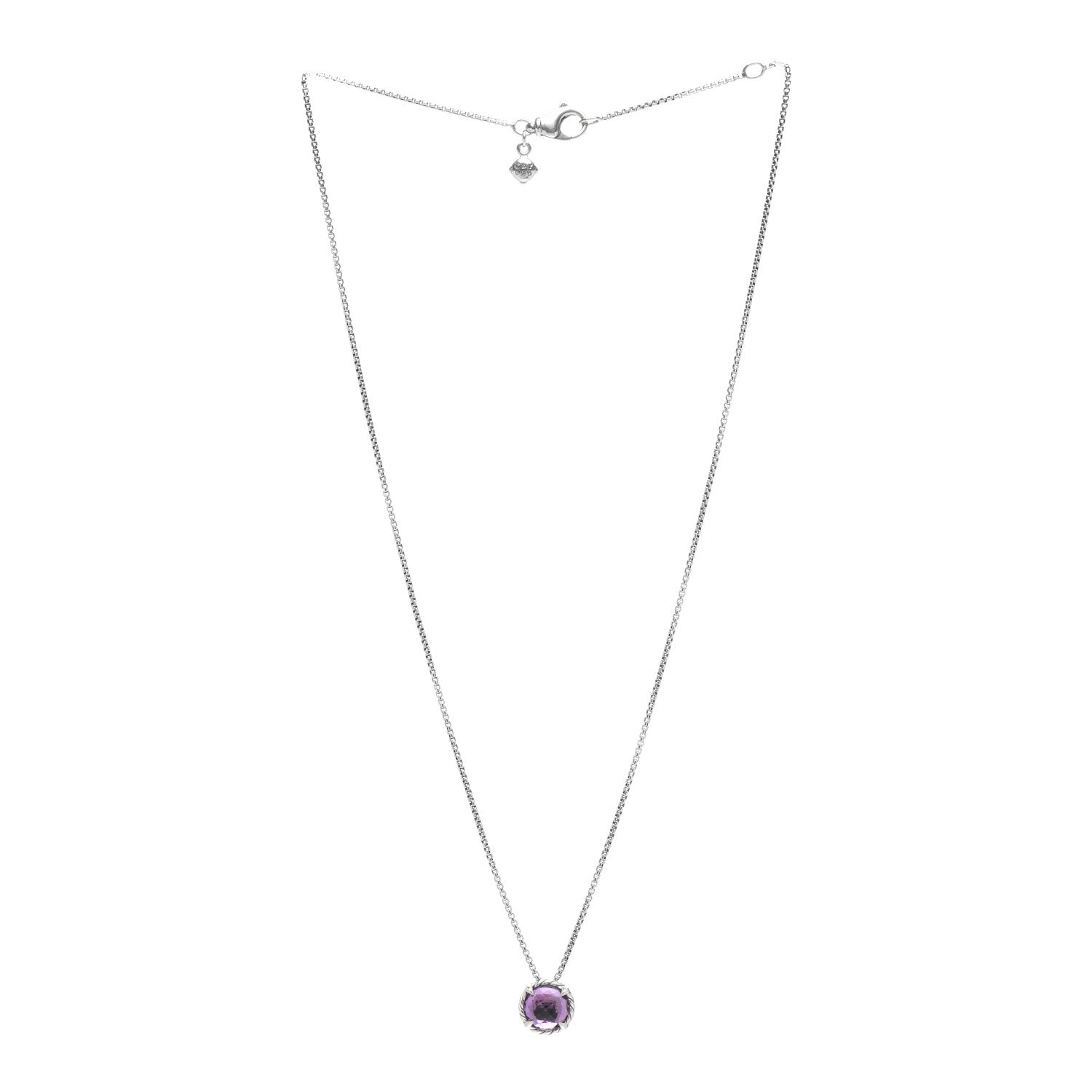 David Yurman Sterling Silver Amethyst 8mm Petite Chatelaine Pendant Necklace 3 of 4