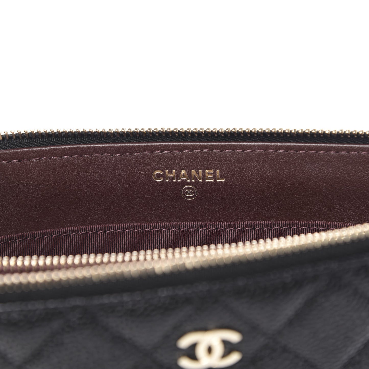Caviar Quilted Small Zipped Pouch Black