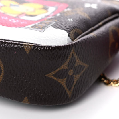 Louis Vuitton Monogram 2019 Christmas Animation Mini Courchevel Pochette Accessories Fuchsia 10 of 12