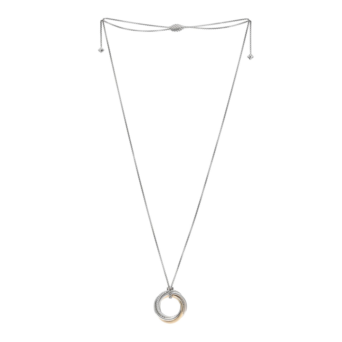 Sterling Silver 14K Yellow Gold 28mm Crossover Pendant Necklace