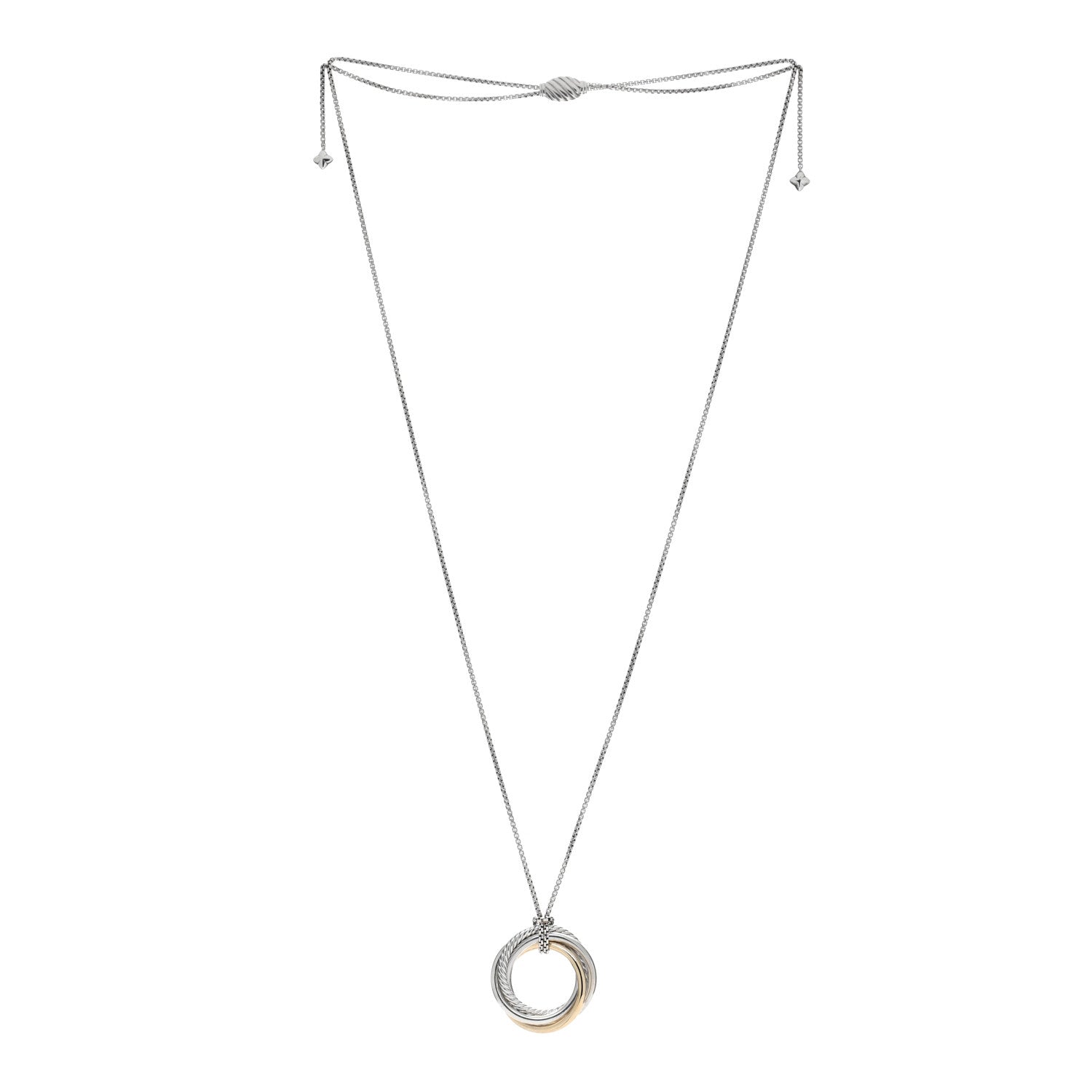 David Yurman Sterling Silver 14K Yellow Gold 28mm Crossover Pendant Necklace 2 of 4