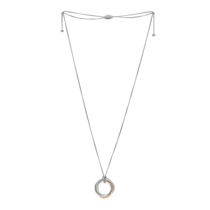 David Yurman Sterling Silver 14K Yellow Gold 28mm Crossover Pendant Necklace 2 of 4