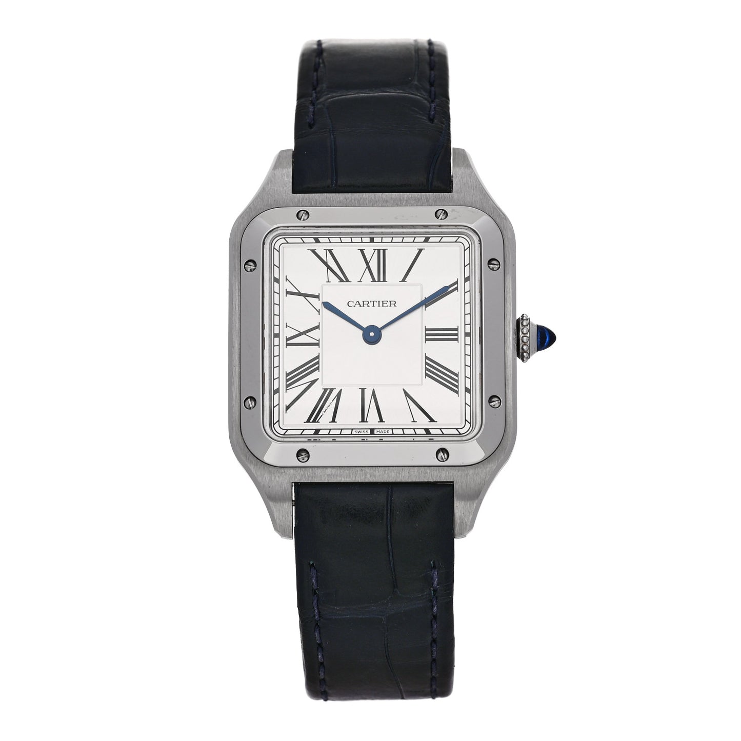 Stainless Steel Alligator 31.4mm Santos Dumont Quartz Watch Blue Blue
