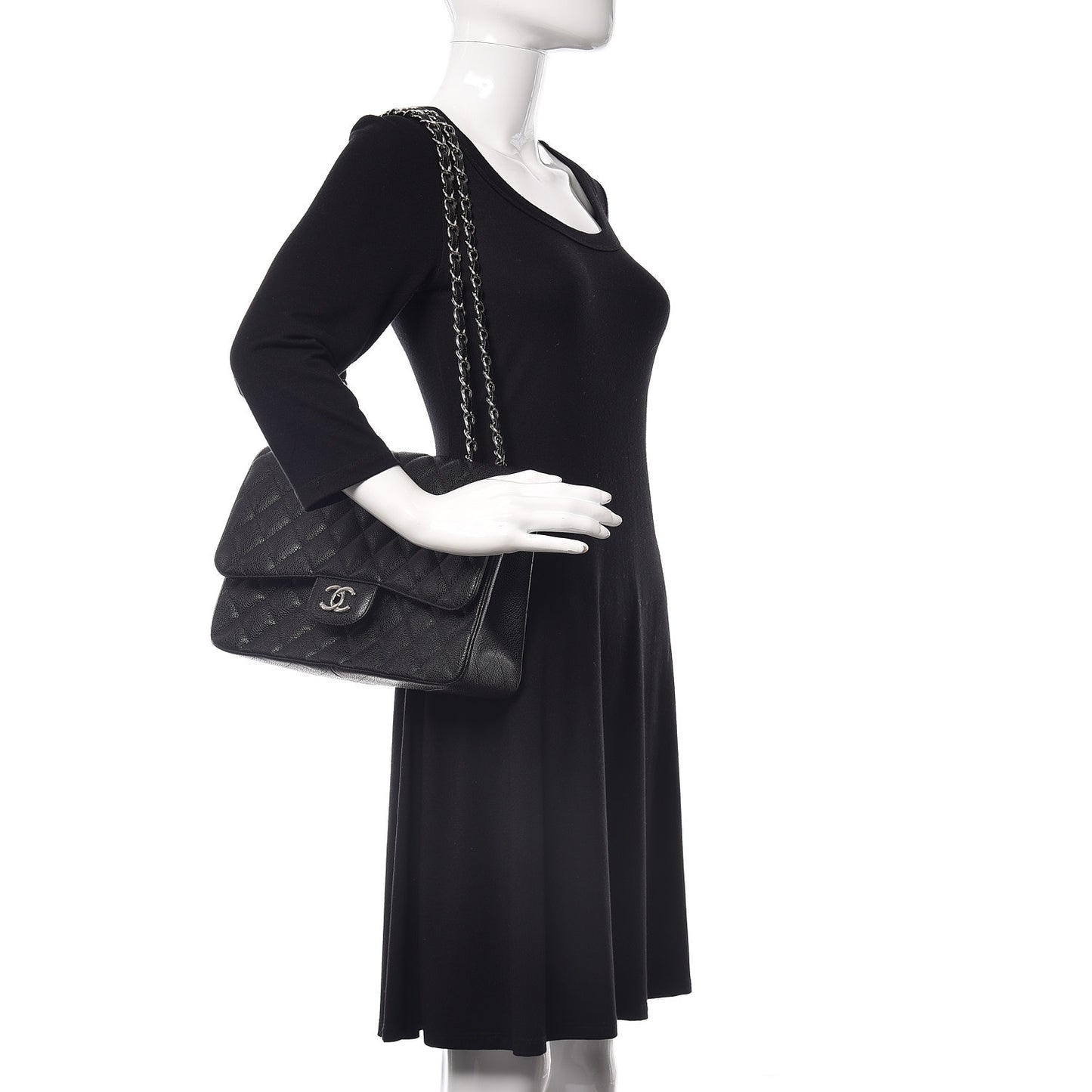 Caviar Quilted Jumbo Single Flap Black