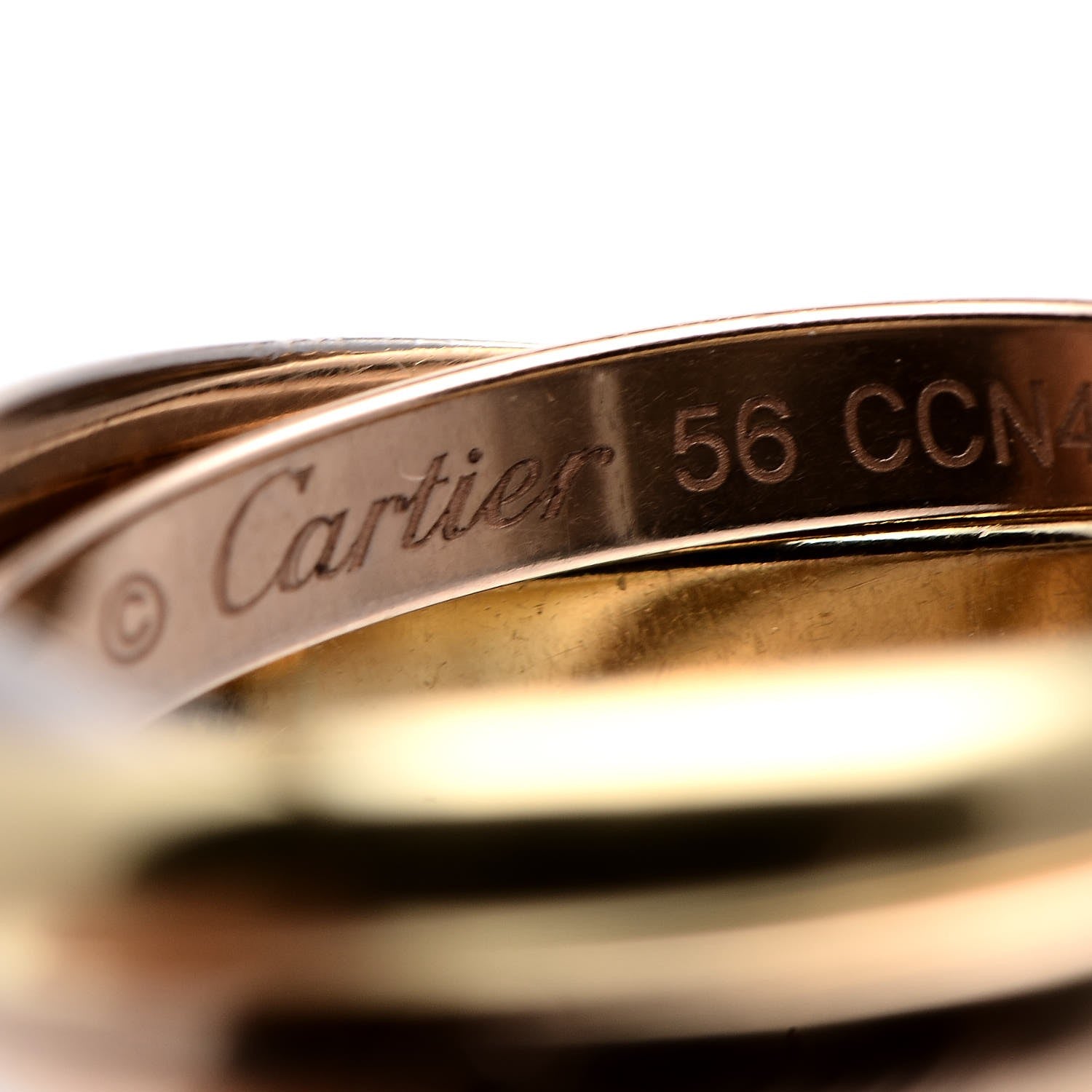 Cartier 18K Pink Yellow White Gold Small Trinity Ring 56 7.5 5 of 7