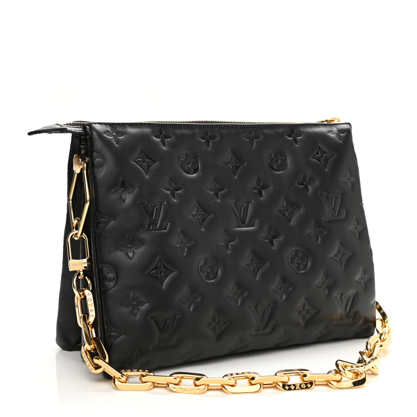 Lambskin Embossed Monogram Coussin PM Black