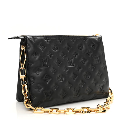 Louis Vuitton Lambskin Embossed Monogram Coussin PM Black 3 of 9