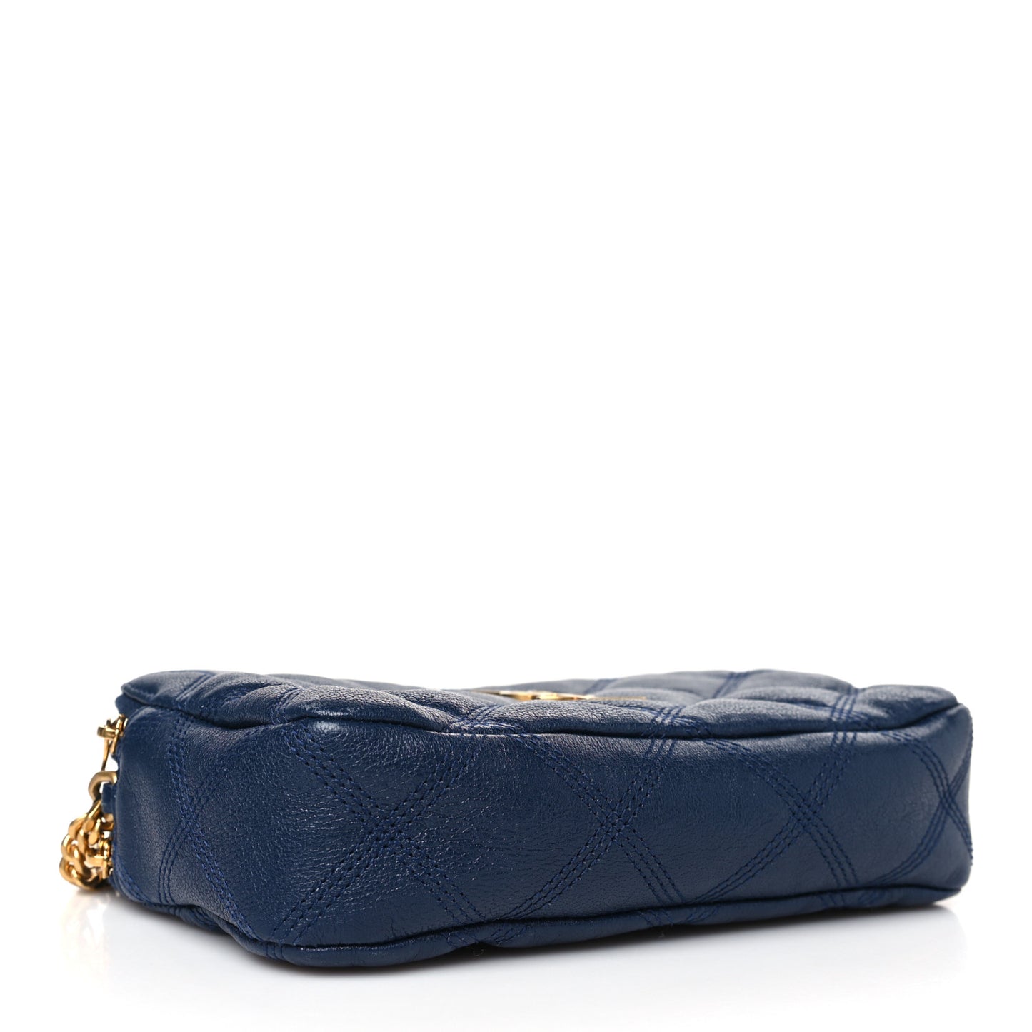 Grained Lambskin Quilted Mini Becky Double Zip Bag Blue Charron