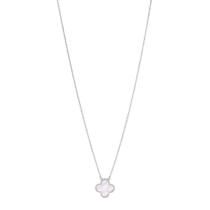 Van Cleef & Arpels 18K White Gold Chalcedony Vintage Alhambra Pendant Necklace 1 of 6