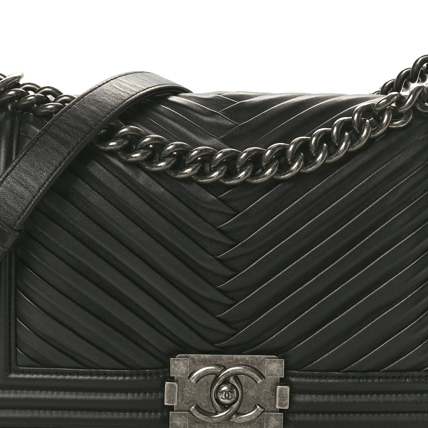 Chanel Lambskin Pleated Medium Boy Flap Black 7 of 10