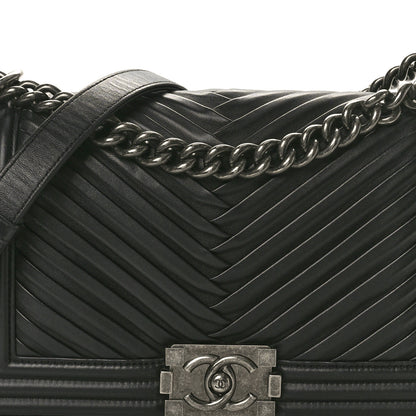 Chanel Lambskin Pleated Medium Boy Flap Black 7 of 10
