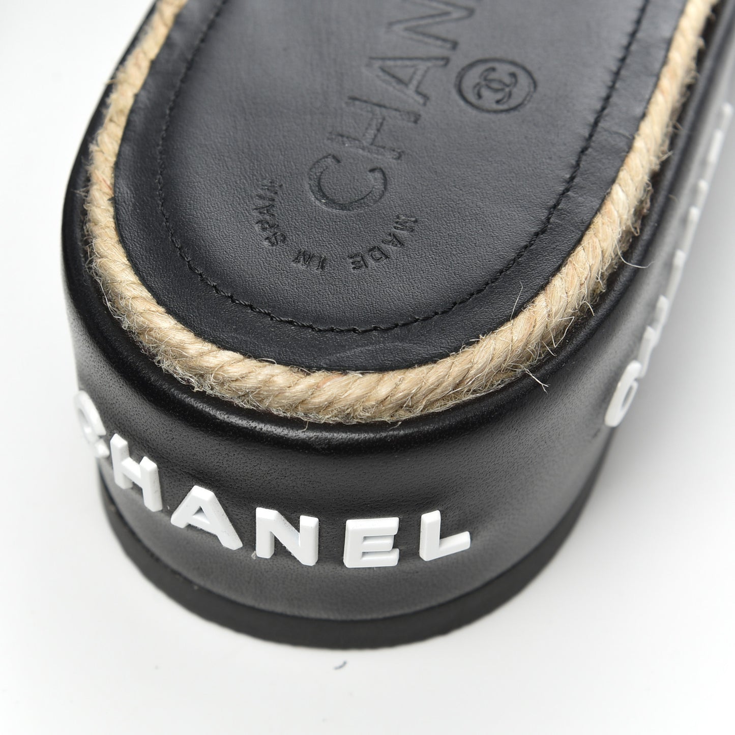 Lambskin Quilted CC Espadrille Slip On Sandals 41 Black