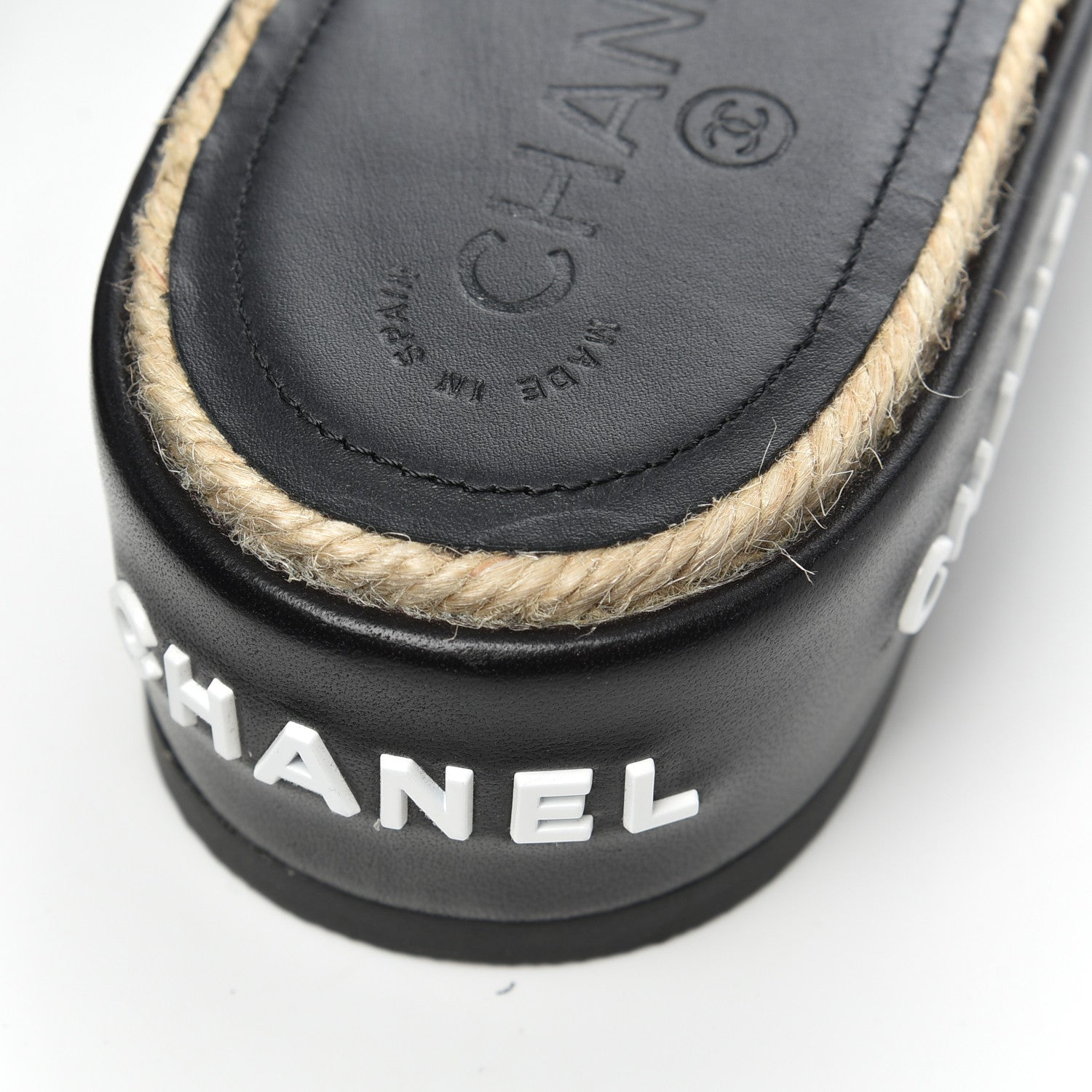 Chanel Lambskin Quilted CC Espadrille Slip On Sandals 41 Black 13 of 13