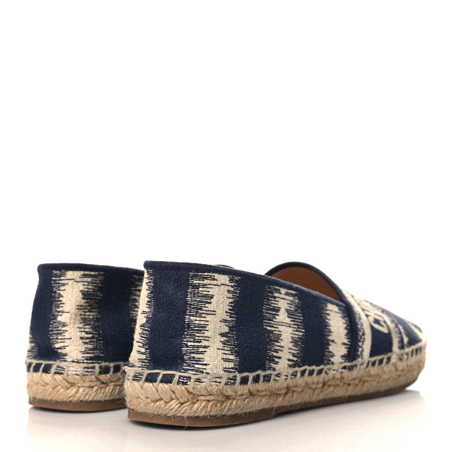 Christian Dior Cotton D-Stripes Embroidered Granville 15mm Espadrilles 39 Deep Blue 5 of 10