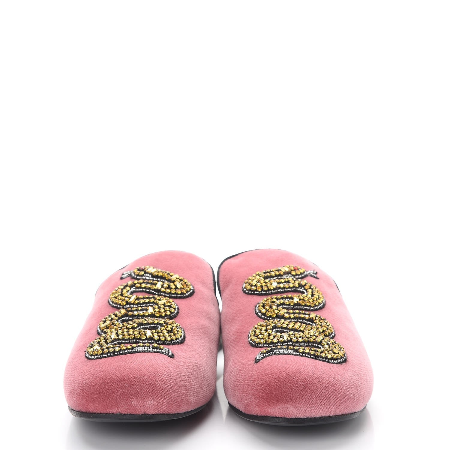 Gucci Velvet Embellished Evening Slippers 37 Pink 2 of 8