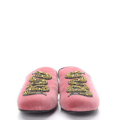 Gucci Velvet Embellished Evening Slippers 37 Pink 2 of 8