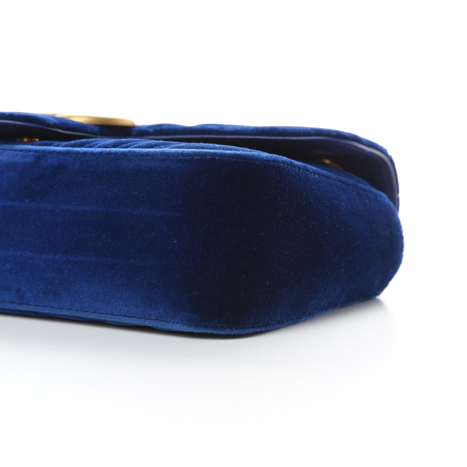 Gucci Velvet Matelasse Small GG Marmont Shoulder Bag Cobalt Blue 11 of 11