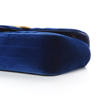 Gucci Velvet Matelasse Small GG Marmont Shoulder Bag Cobalt Blue 11 of 11