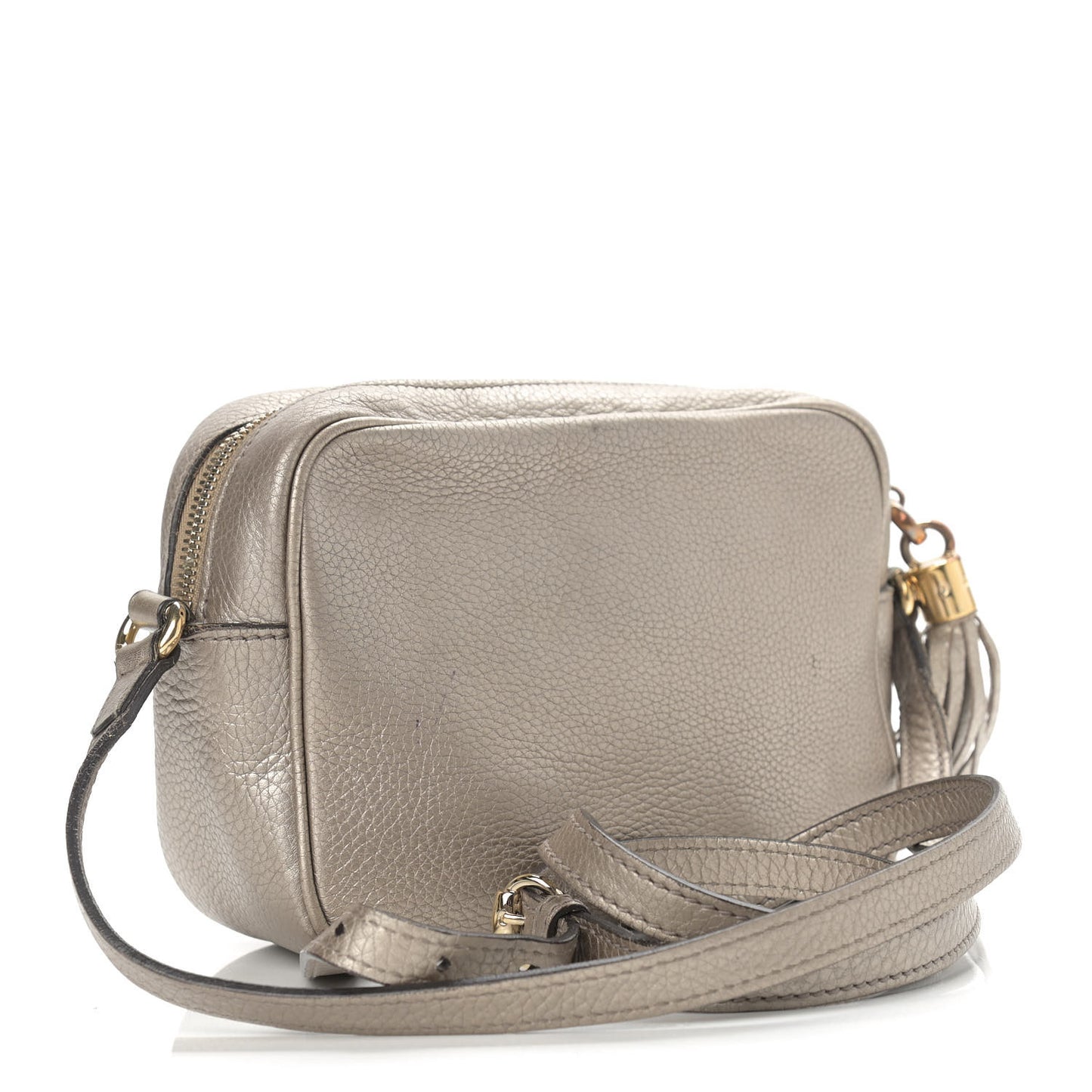 Metallic Pebbled Calfskin Small Soho Disco Bag Golden Beige