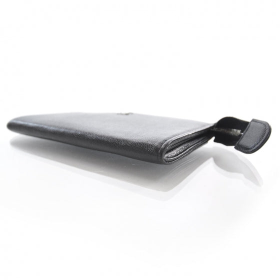 Caviar Zip Around Pouch Wallet Black