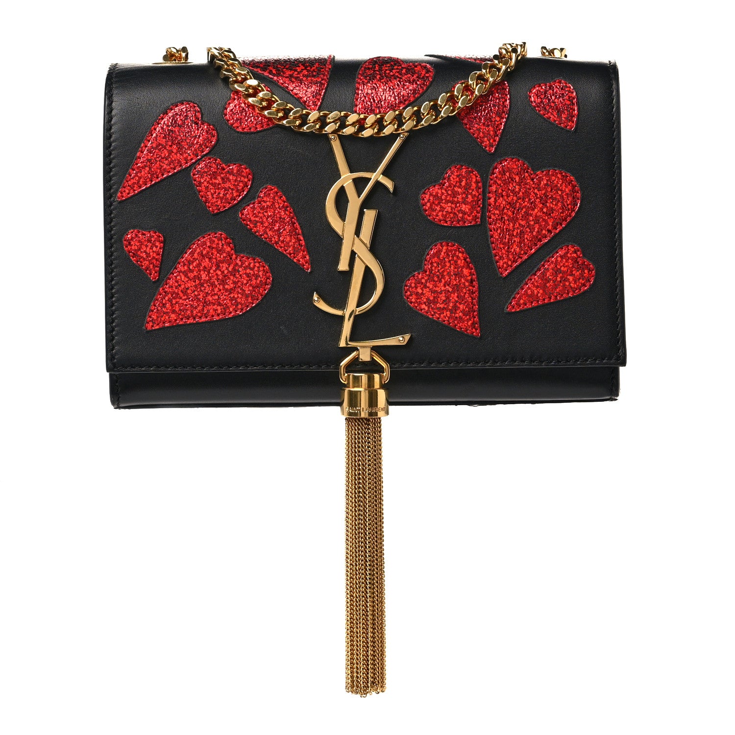 Saint Laurent Calfskin Small Monogram Kate Tassel Heart Satchel Black Rouge 1 of 10