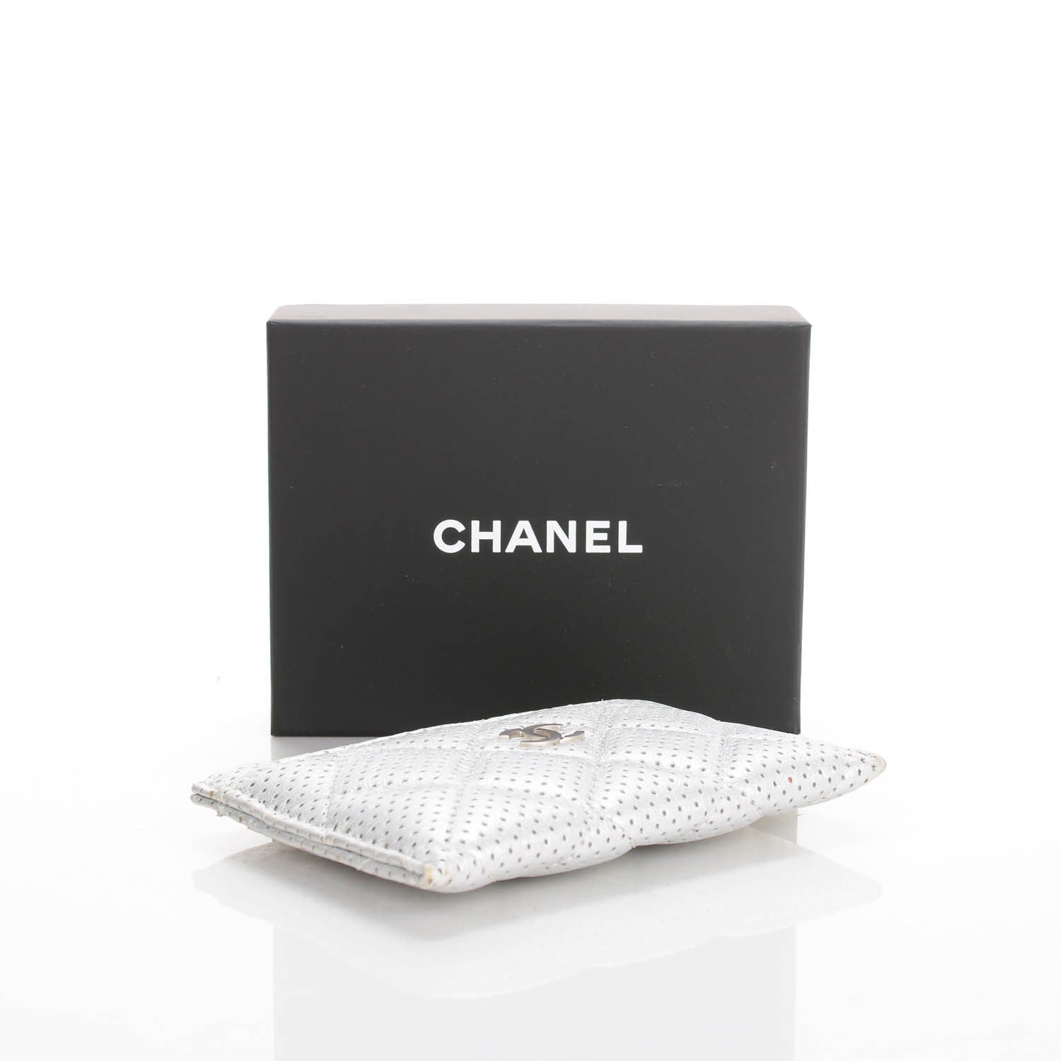 Chanel Perforated Lambskin Quilted Card Holder Light Silver 4 of 8