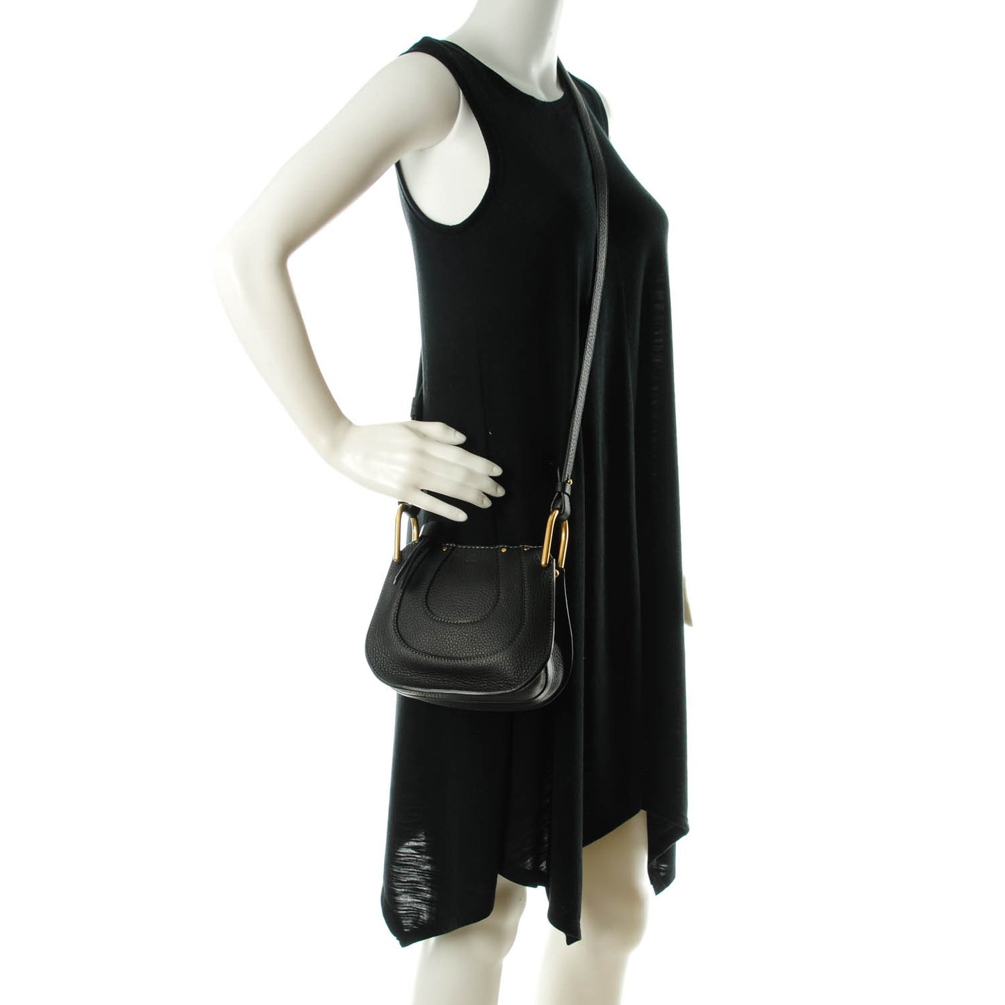 Grained Calfskin Nano Hayley Hobo Black