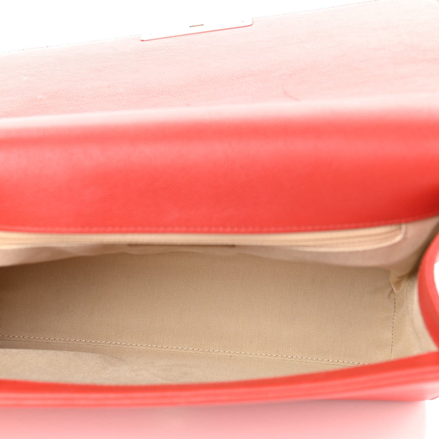 Grained Calfskin Quilted Large Label Click Flap Bag Red