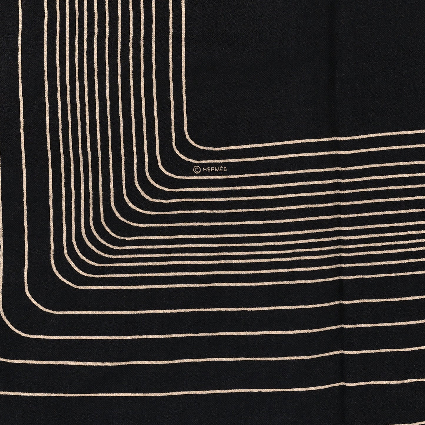 Cashmere Silk Pegase Paysage Shawl 140 Black Beige