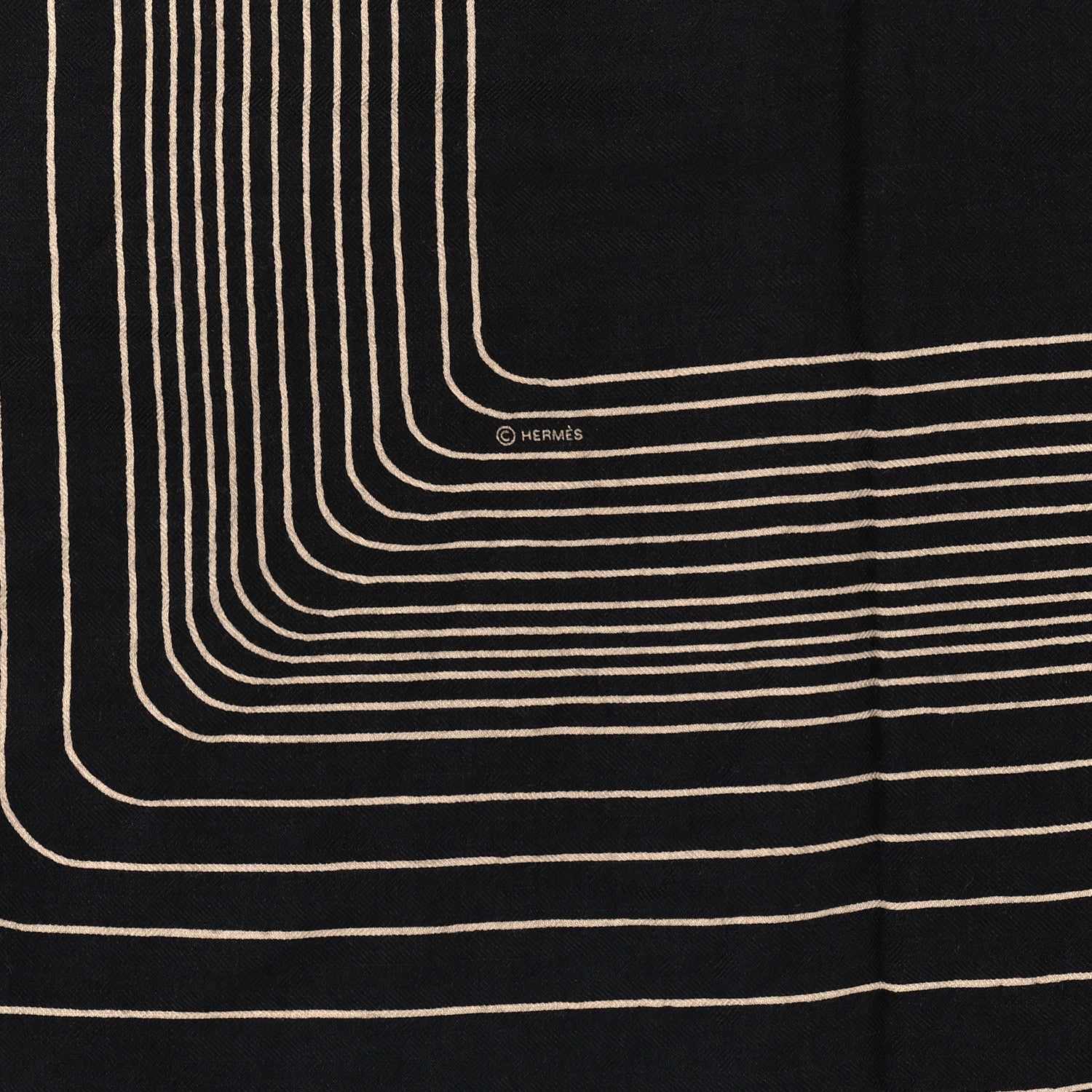 Hermes Cashmere Silk Pegase Paysage Shawl 140 Black Beige 3 of 5