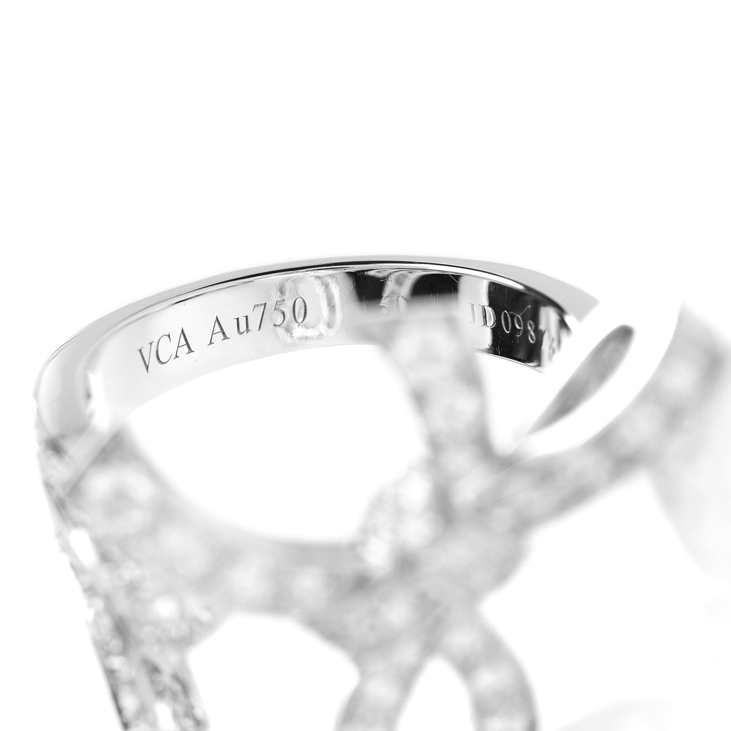 18K White Gold Diamond Ruban Between The Finger Ring 50 5.25