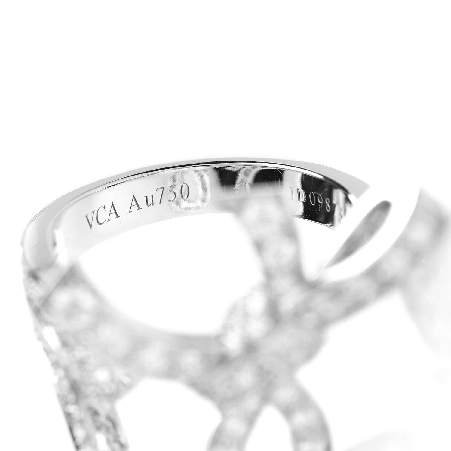 Van Cleef & Arpels 18K White Gold Diamond Ruban Between The Finger Ring 50 5.25 5 of 6