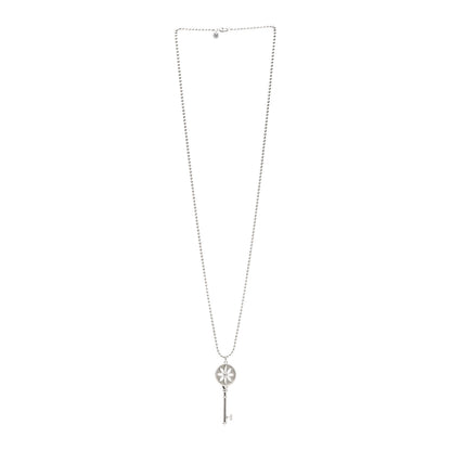 Tiffany Sterling Silver Diamond Large Daisy Key Pendant Link Necklace 3 of 5
