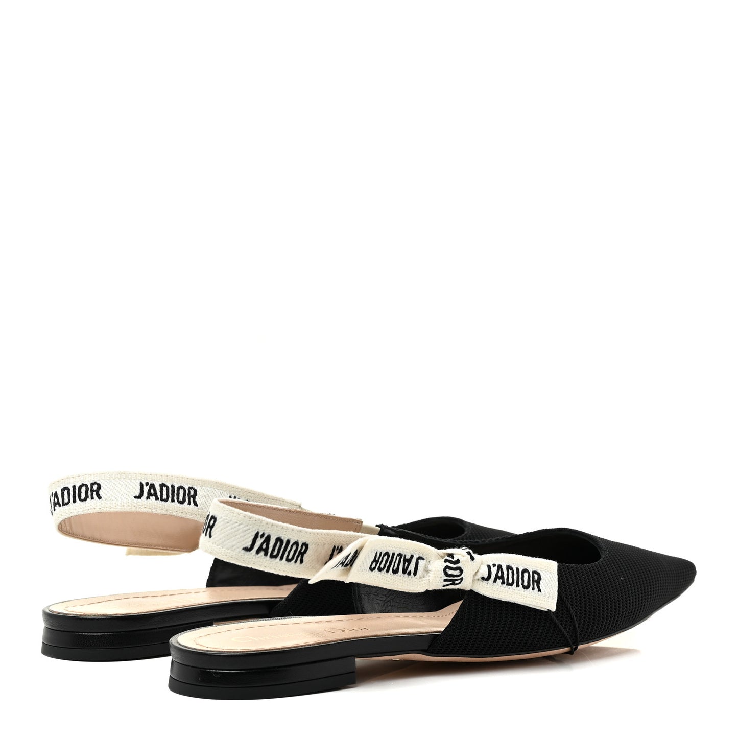 Technical Canvas Ribbon J'Adior Slingback Ballet Flats 40 Black