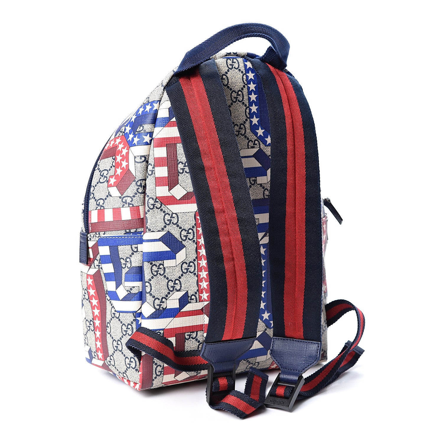 Gucci GG Supreme Monogram Children's Backpack Red White Blue 2 of 9